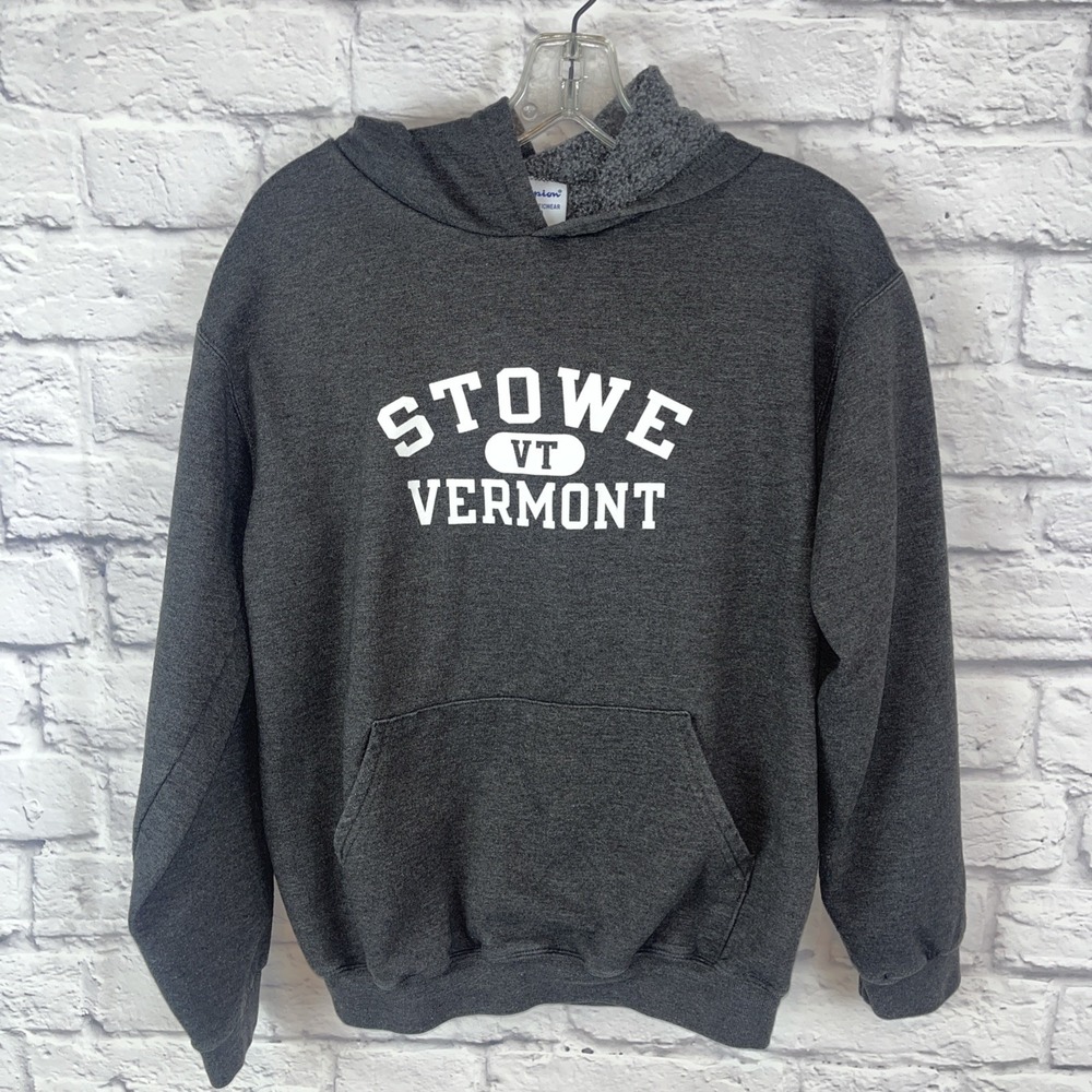 Champion Grey Stowe Vermont Hoodie Size YXL